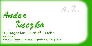 andor kuczko business card